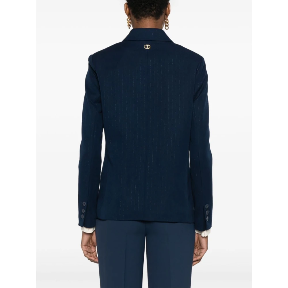 Twinset Blauwe Blazer met Pinstripe Patroon Blue Dames