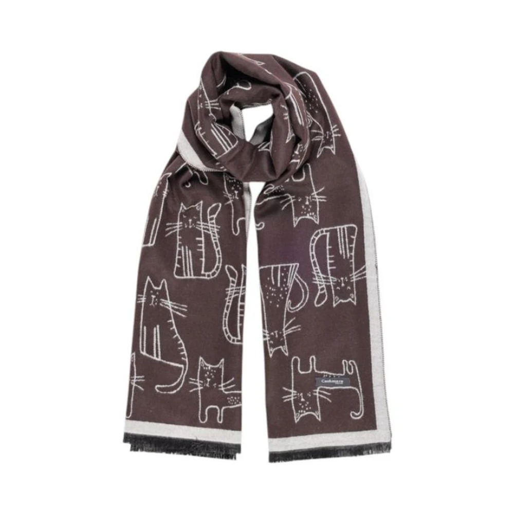 Sandro Ferrone Bruine Viscose Sjaal Herfst Winter Collectie Brown Dames