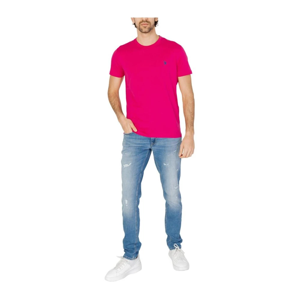 U.s. Polo Assn. Roze Katoenen T-Shirt Lente Zomer Collectie Pink Heren