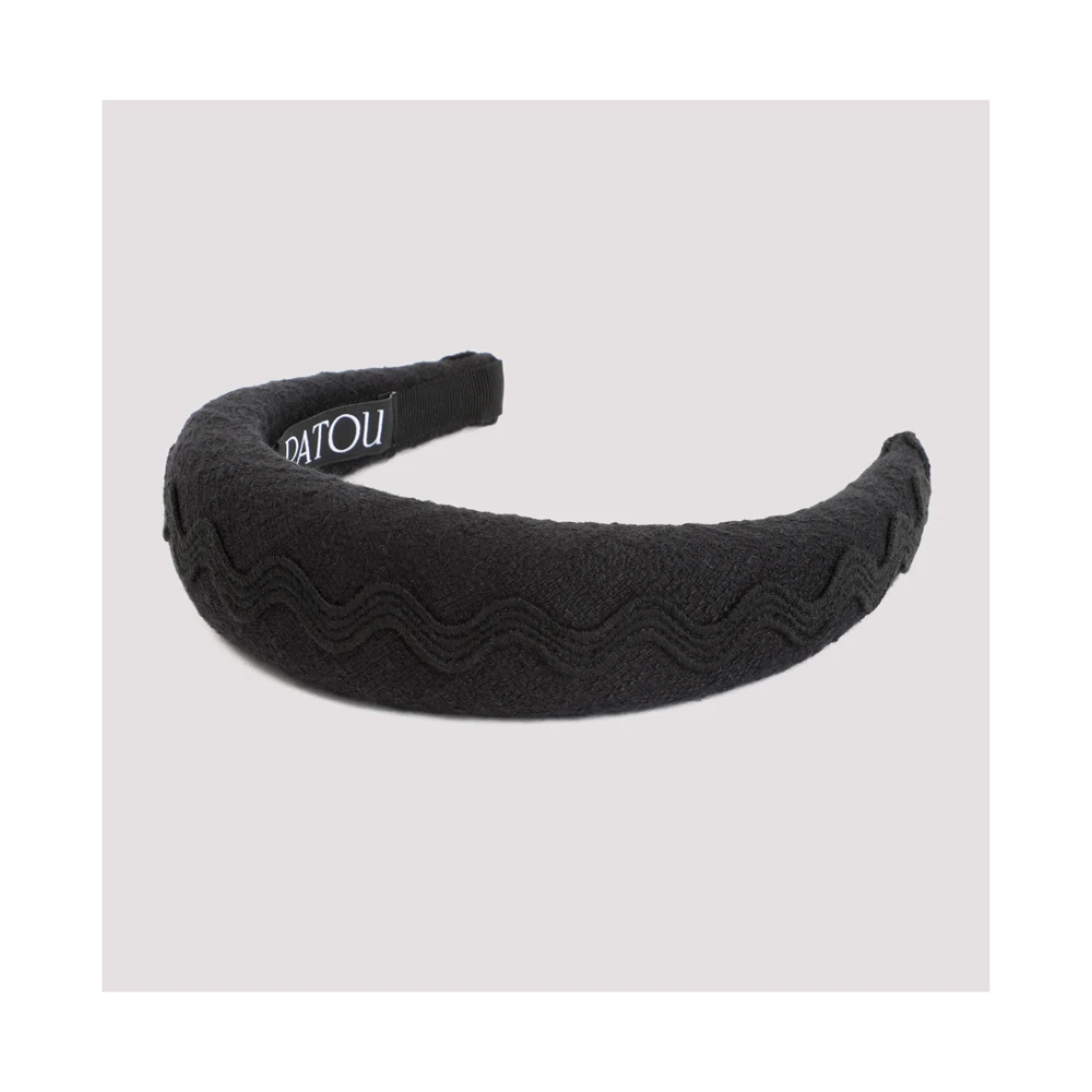 Patou Zwart katoenen hoofdband met geborduurde golven Black Dames