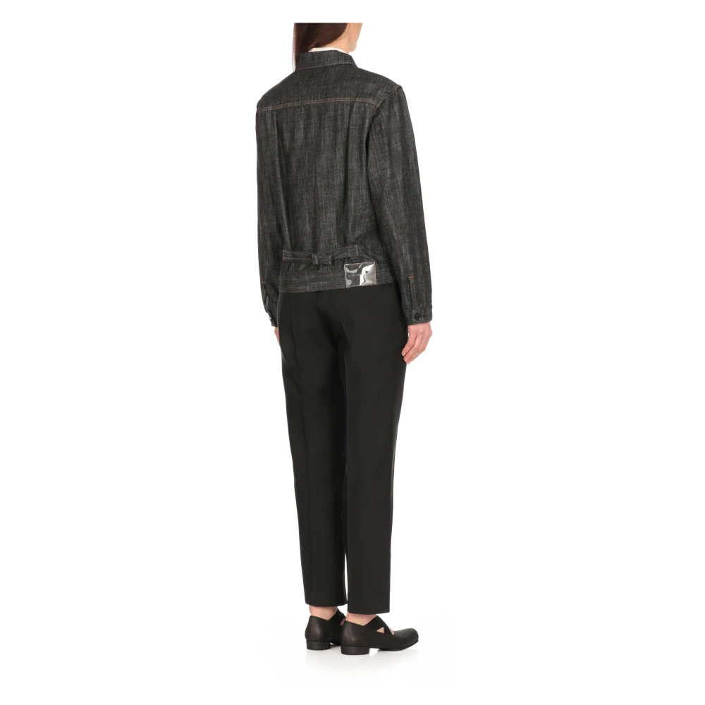 Y-3 Zwarte Jeansjas met Kraag en Knopen Black Dames
