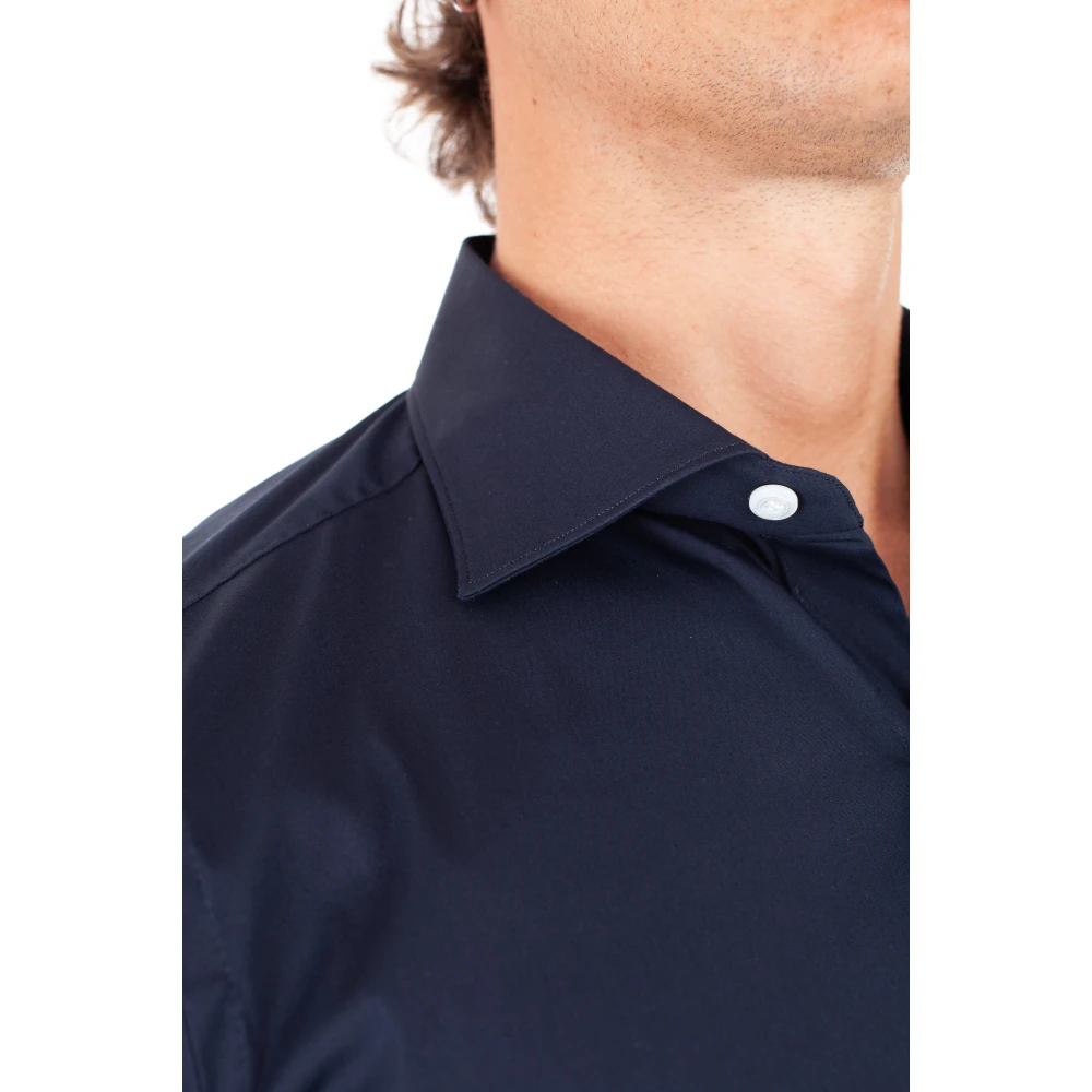 Finamore Blauwe Sartoriale Overhemden Blue Heren