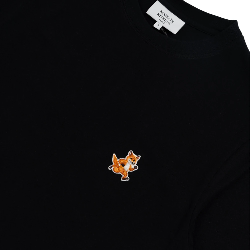 Maison Kitsuné Zwarte Speedy Fox Patch T-shirt Black Heren