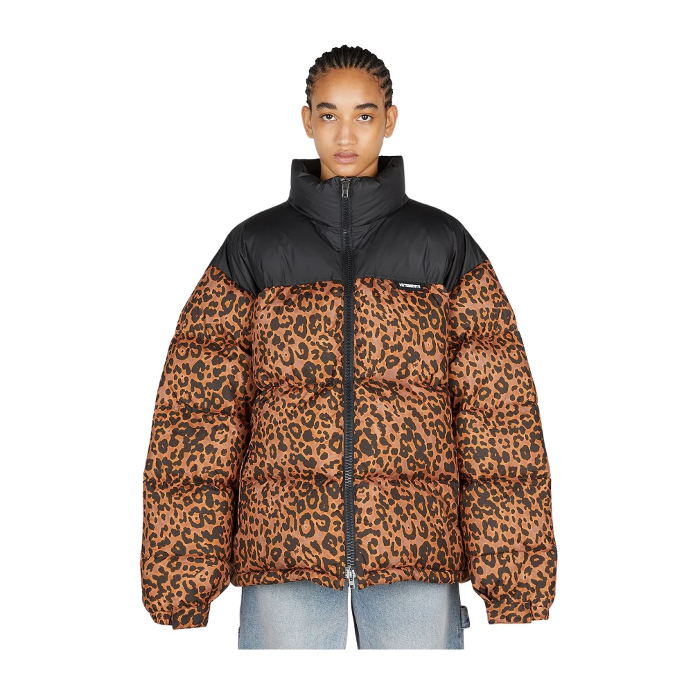 Vetements Leopard Print Puffer Jacket - Woman Jackets Brown S - Immagine 2