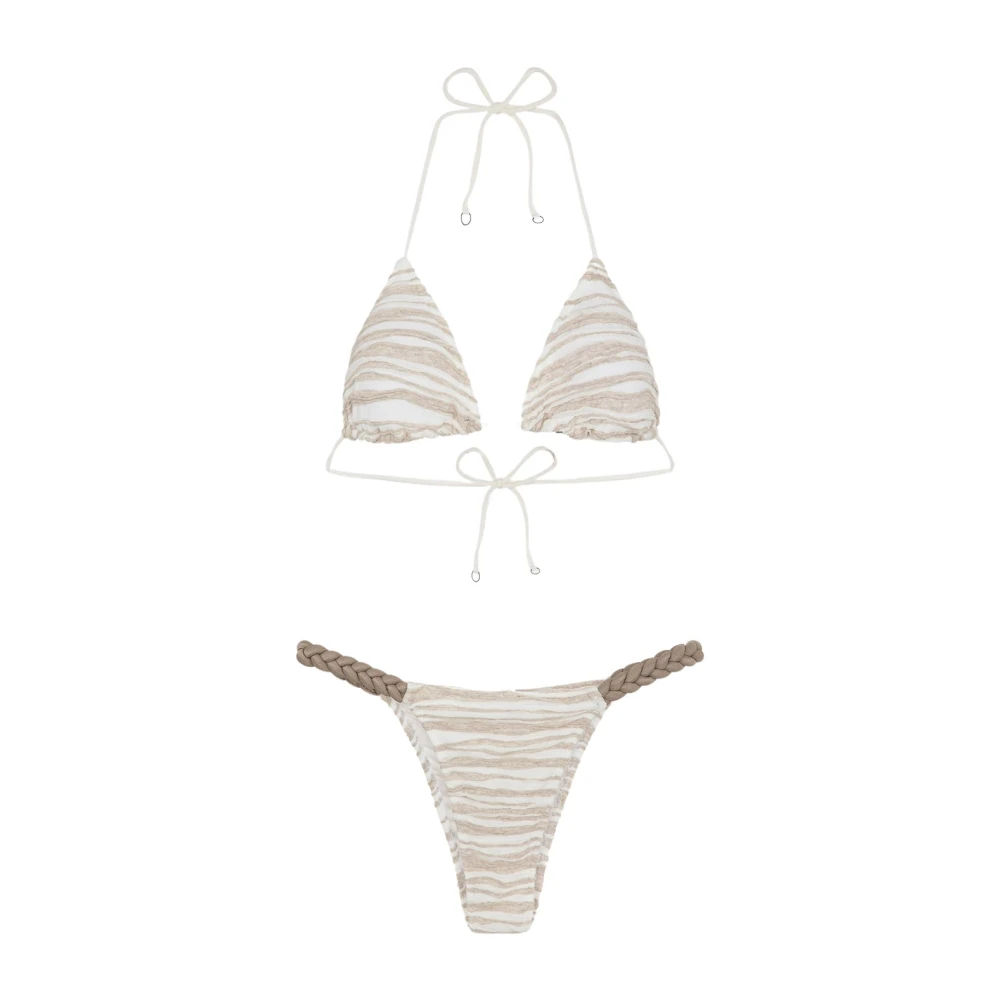 Me-Fui Twist Driehoekige Bikini met Gevlochten Slip Beige Dames