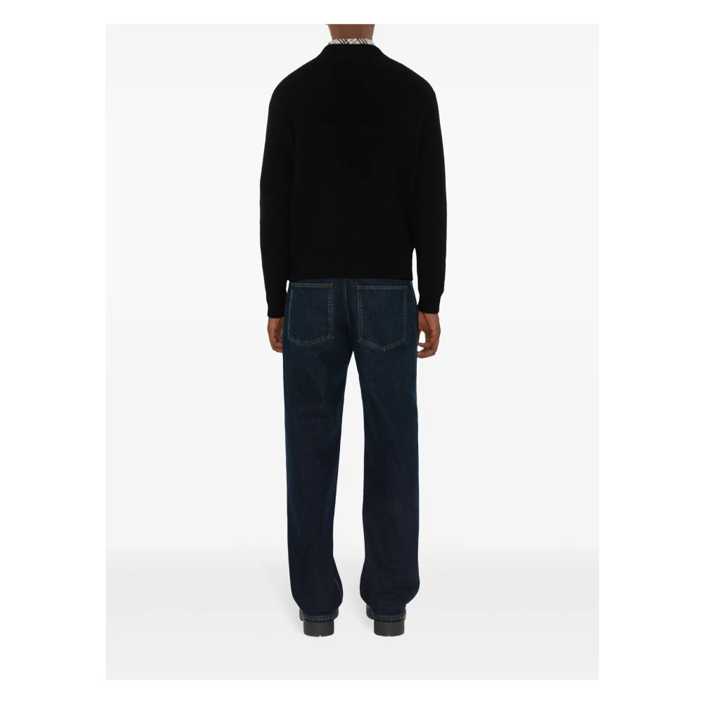 Burberry Zwarte Gebreide Crew Trui Black Heren