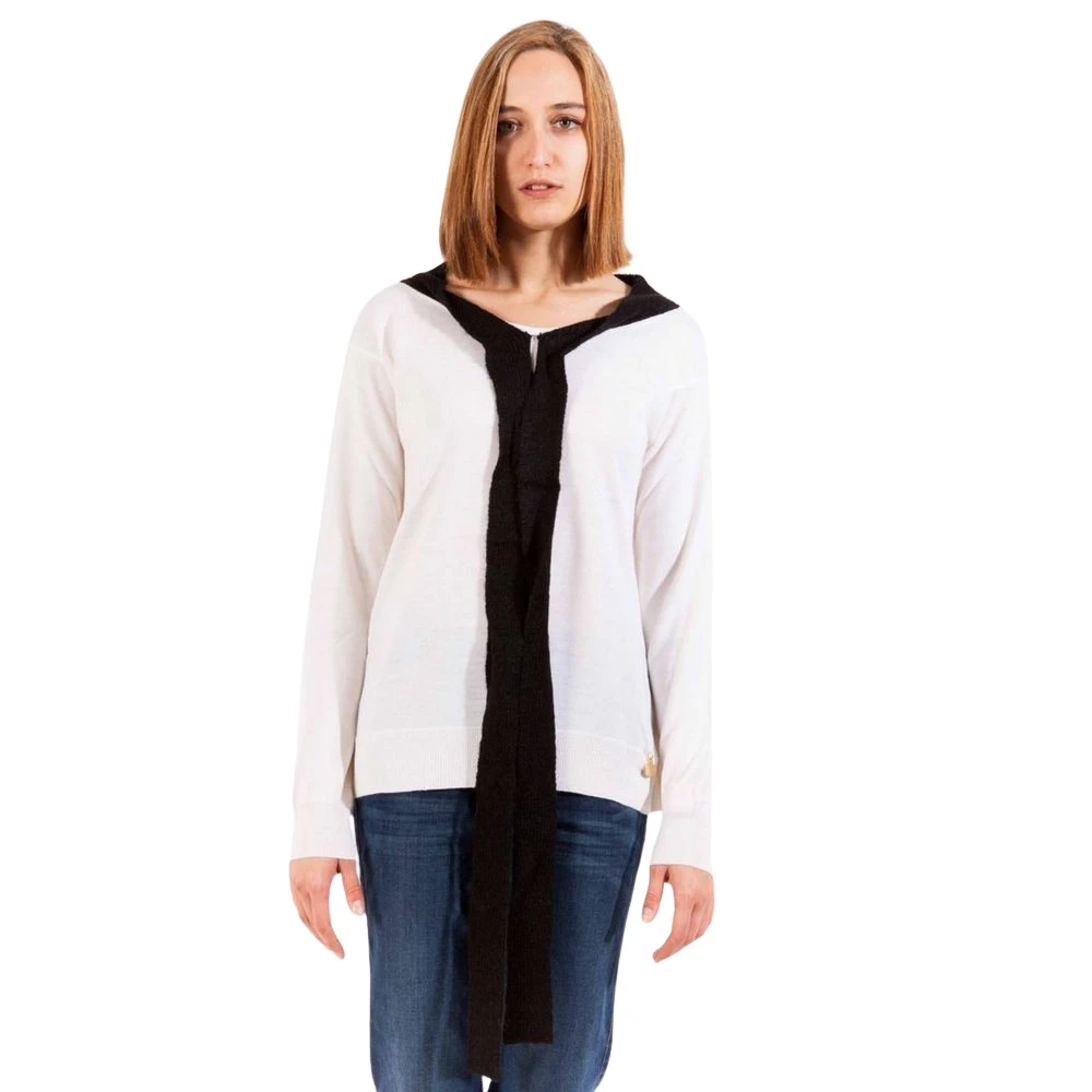 Love Moschino Women's White Cardigans, S, Wool Long Sleeve Jumper