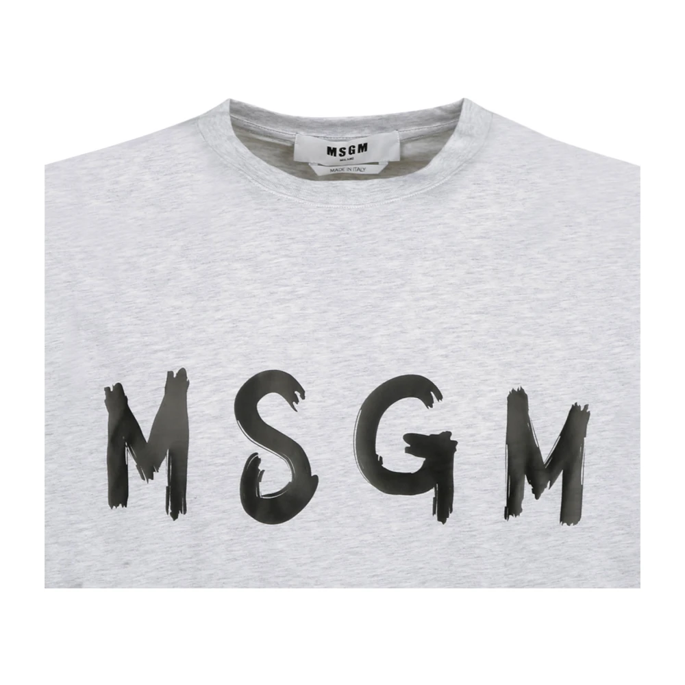 Msgm Lichtgrijs Logo Print T-Shirt Gray Heren