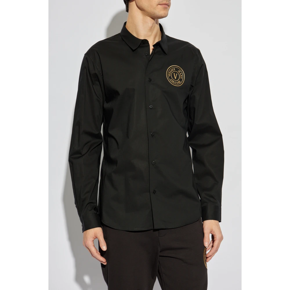 Versace Jeans Couture Shirt met bedrukt logo Black Heren