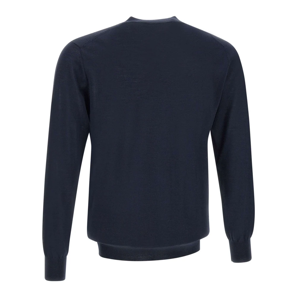 Kangra Blauwe Wol Cardigan Sweater Blue Heren