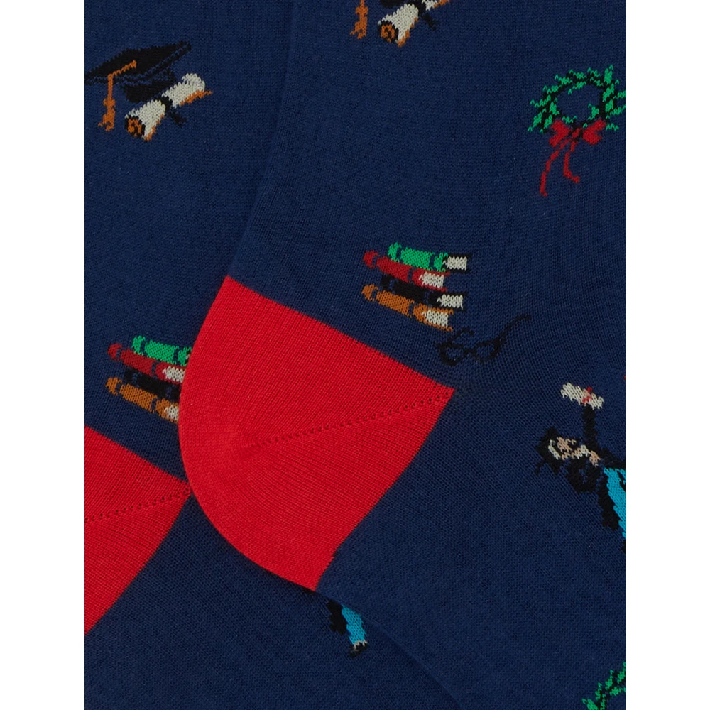 Gallo Italiaanse Geborduurde Lange Katoenen Sokken Multicolor Dames