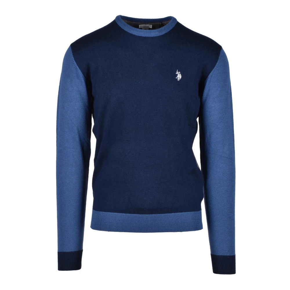U.s. Polo Assn. Gebreide Trui Viscose Wol Nylon Mix Blue Heren