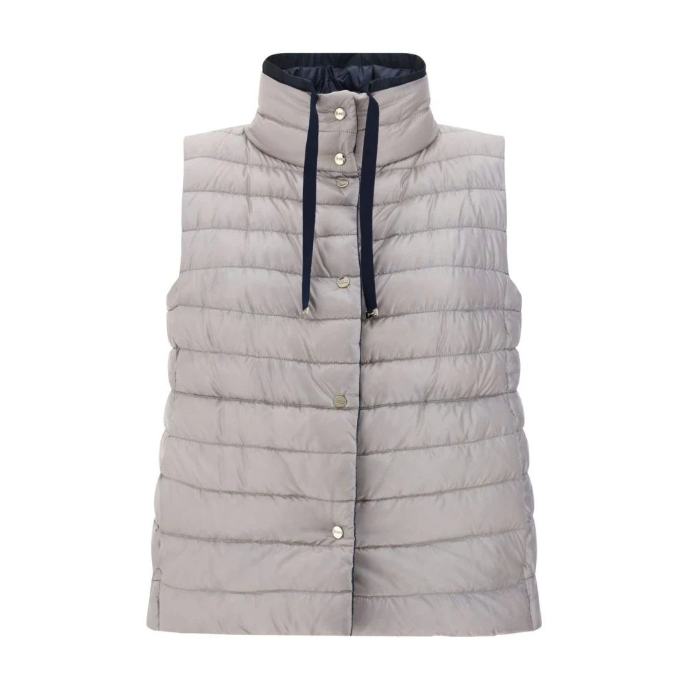 Herno Blauwe Gewatteerde Vest met Trechterhals Blue Dames