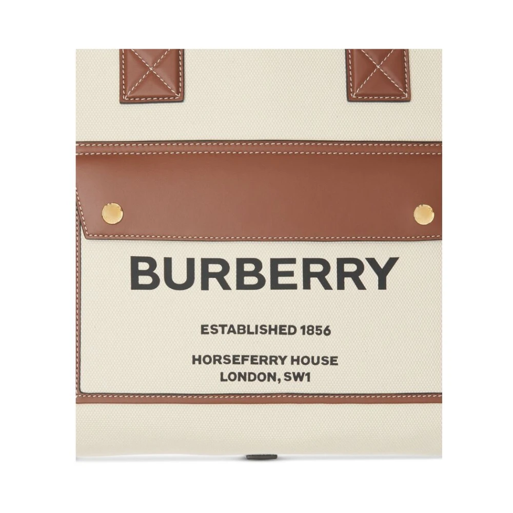 Burberry Crème Bruine leren handtas met voorvak Beige Dames