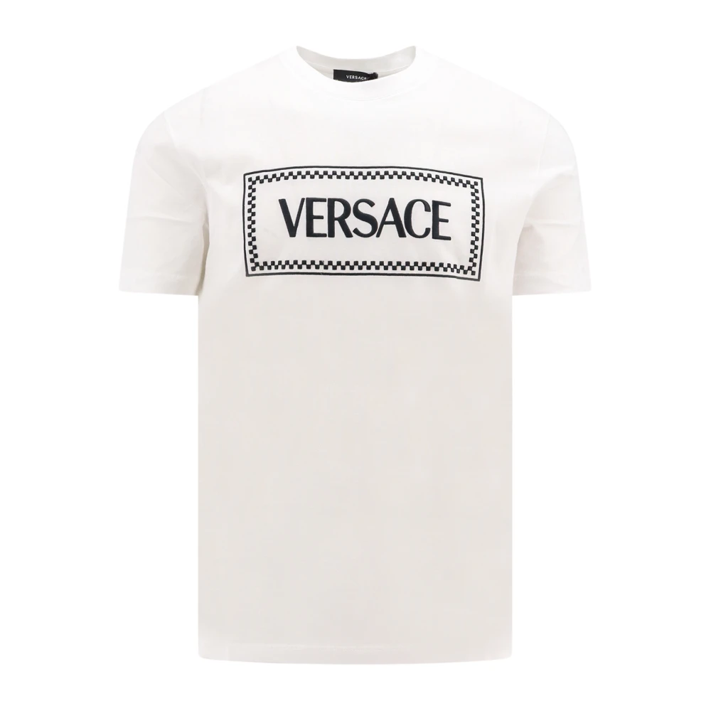 Versace Compact Katoenen Logo T-Shirt White Heren
