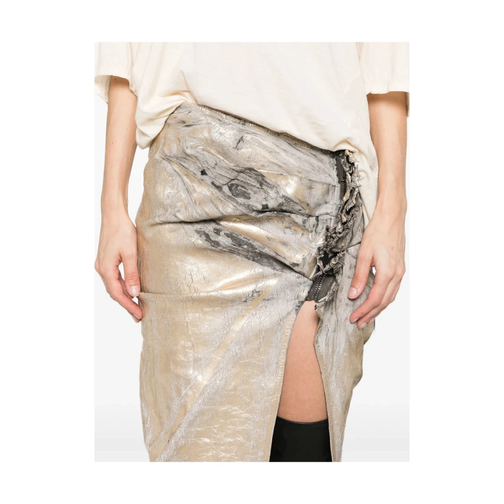 Rick Owens Donkere Schaduw Rok met Goudkleurige Details Yellow Dames