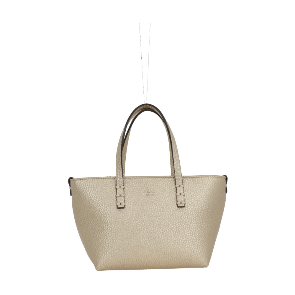 Fendi Champagne Metallic Tote Tas Beige Dames