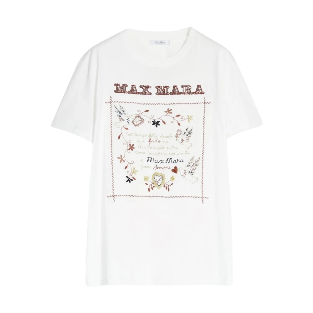 Max Mara Katoenen T-shirt met korte mouwen en logo White Dames