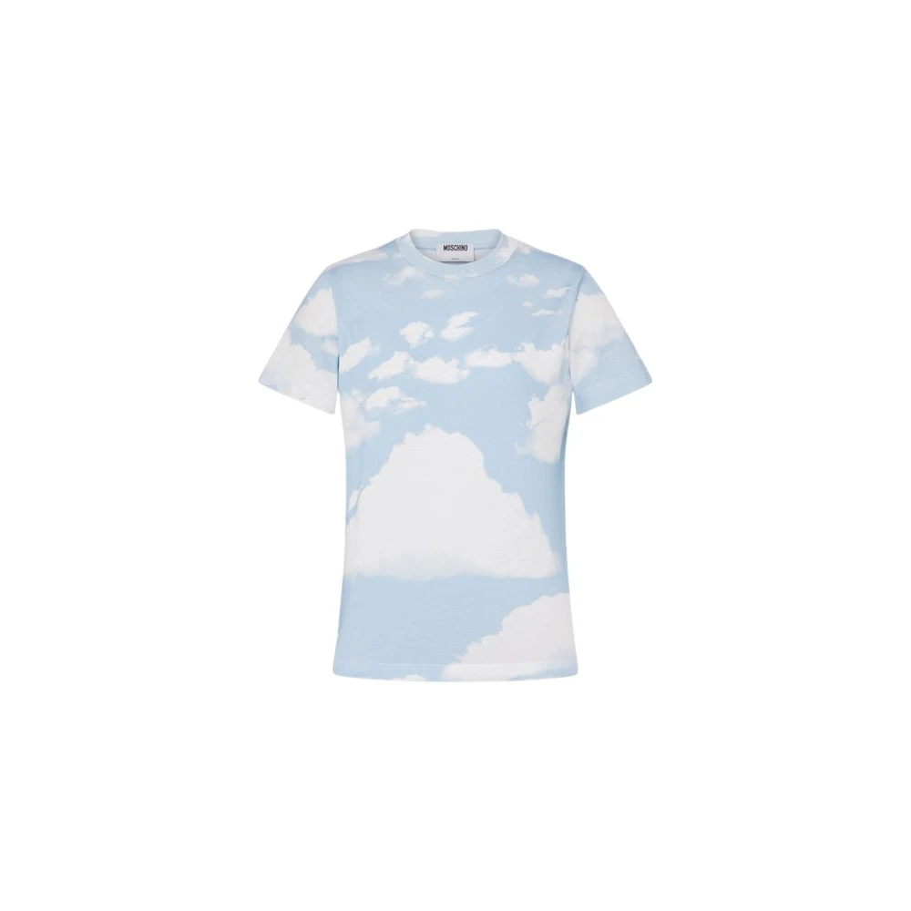 Moschino Unisex Blue Cotton Jersey T-Shirt Archive Clouds