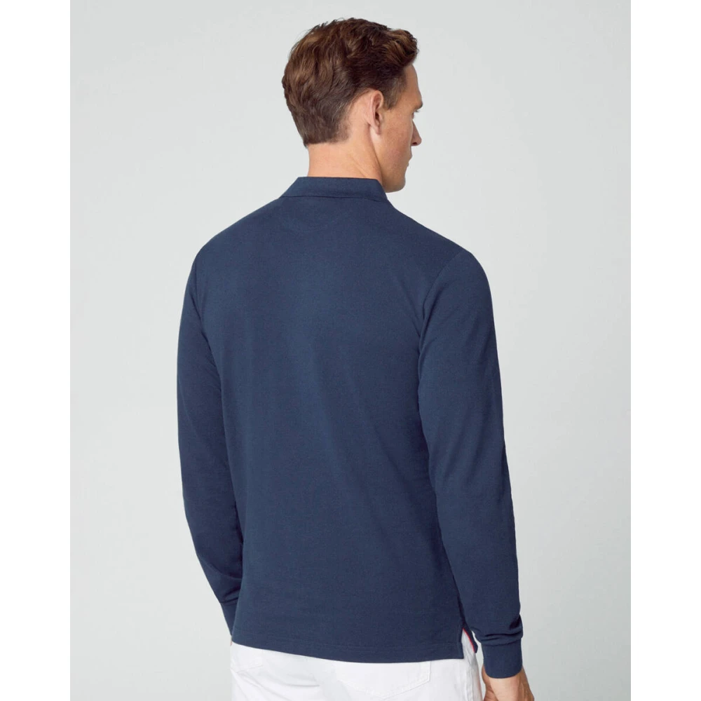 Hackett Lange Mouw Polo Slim Fit Blue Heren