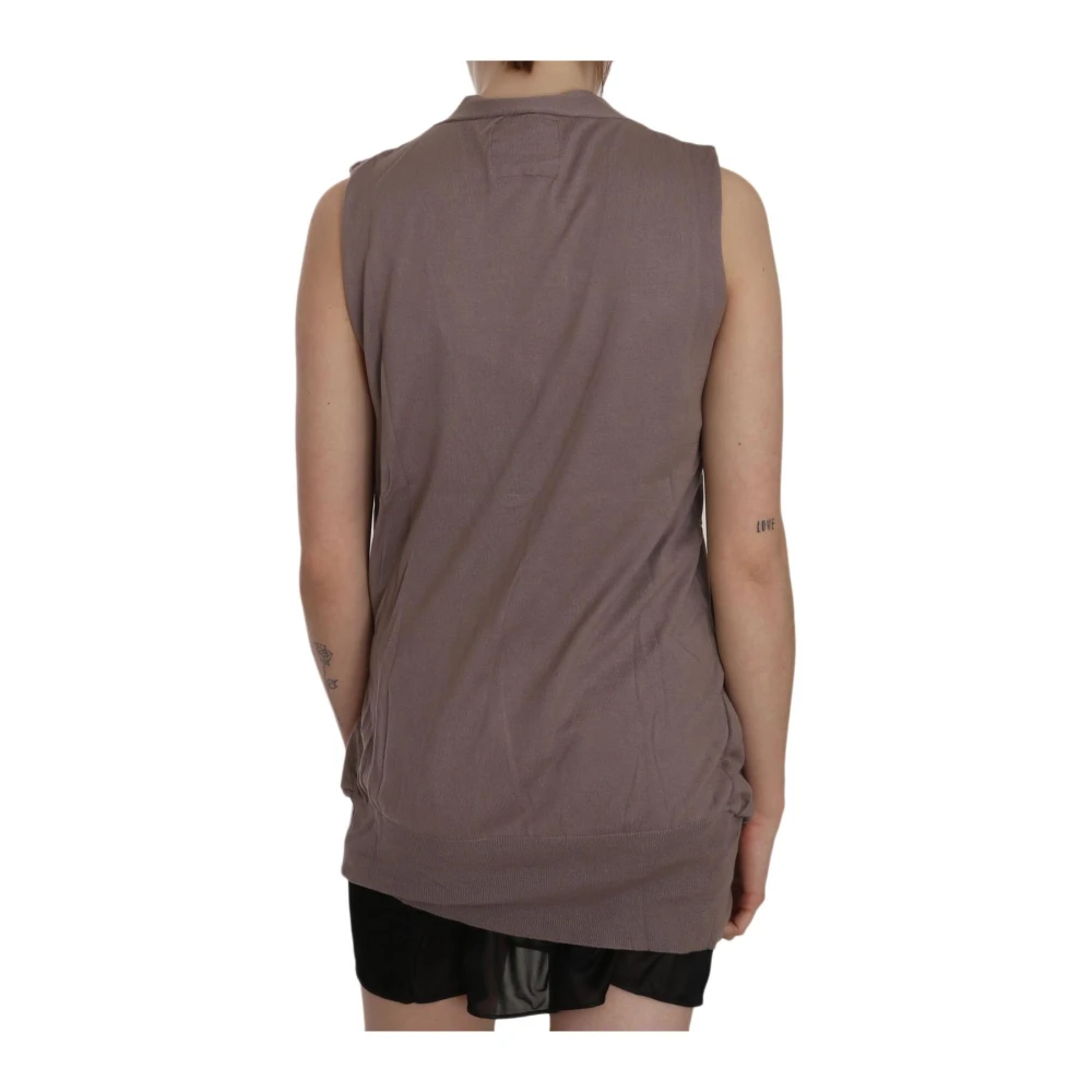 Pink Memories Bruine mouwloze vest met logodetails Brown Dames