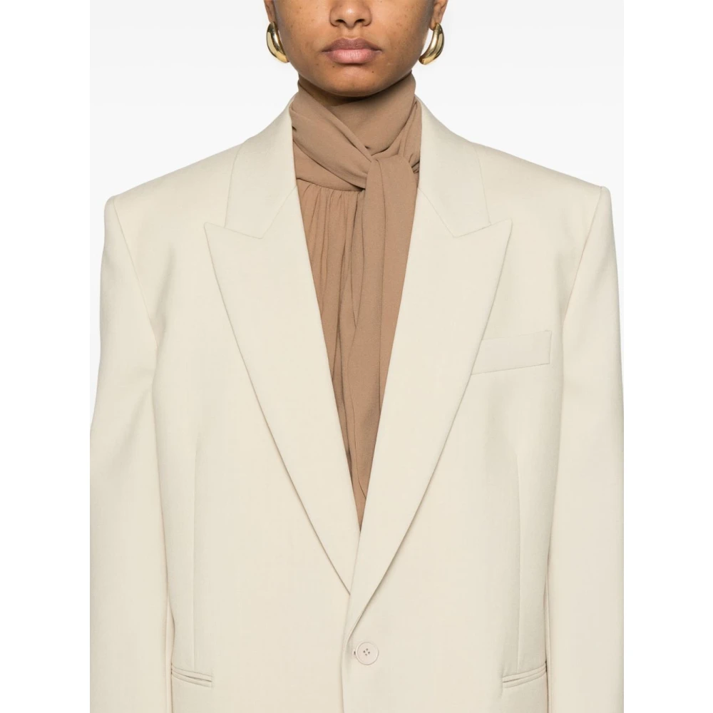 Saint Laurent Beige Jassen met Voorknoopsluiting Beige Dames