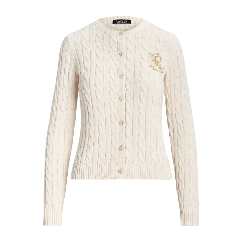 Ralph Lauren Witte Kabel Gebreide Vest Sweater White Dames