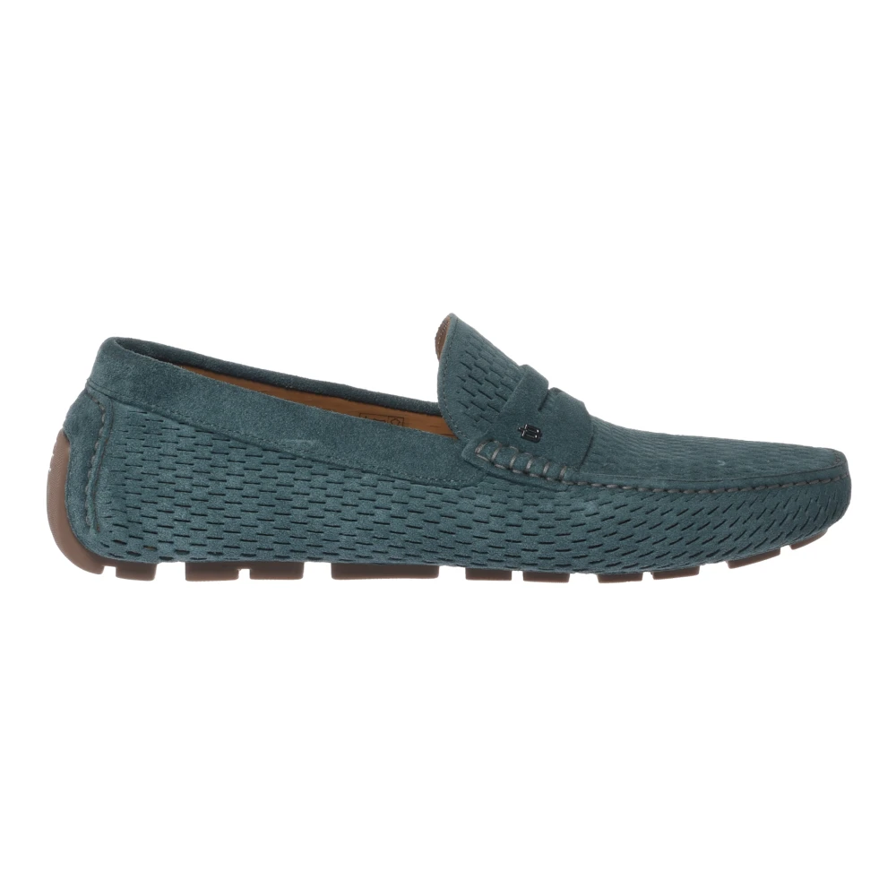 Baldinini Men's Green Suede Perforated Leather Moccasin - Loafers - 12 Uk - Shoes