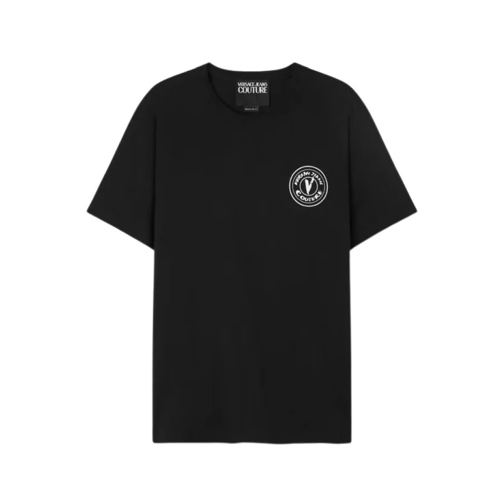 Versace Jeans Couture Seizoens Tee met V-Embleem Print Black Heren