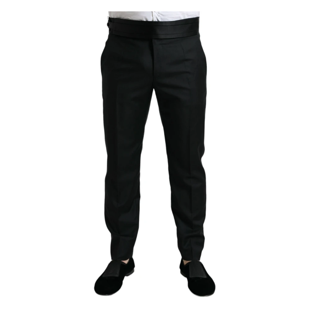 Dolce & Gabbana Men's Black Elegant Slim Fit Wool Dress Trousers Large