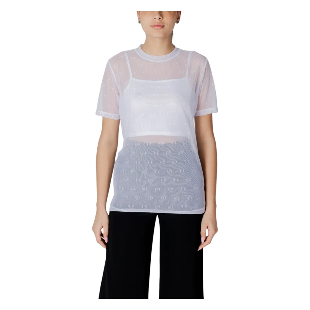 Armani Exchange Women's White Short Sleeve Round Neck T-Shirt