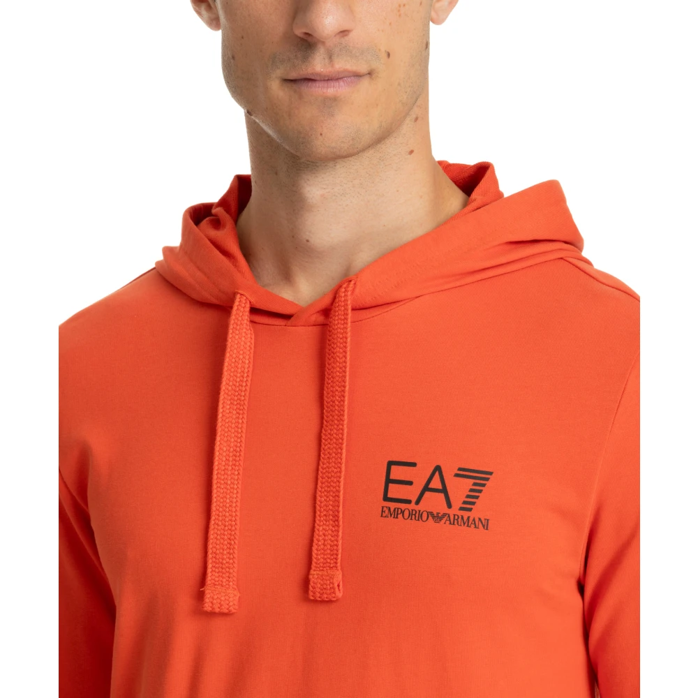Emporio Armani EA7 Trekkoord Patroon Logo Zak Hoodie Orange Heren