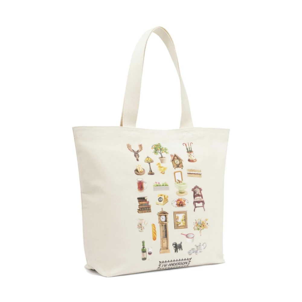JW Anderson Tote Tas met Grafische Print in Wit White Dames