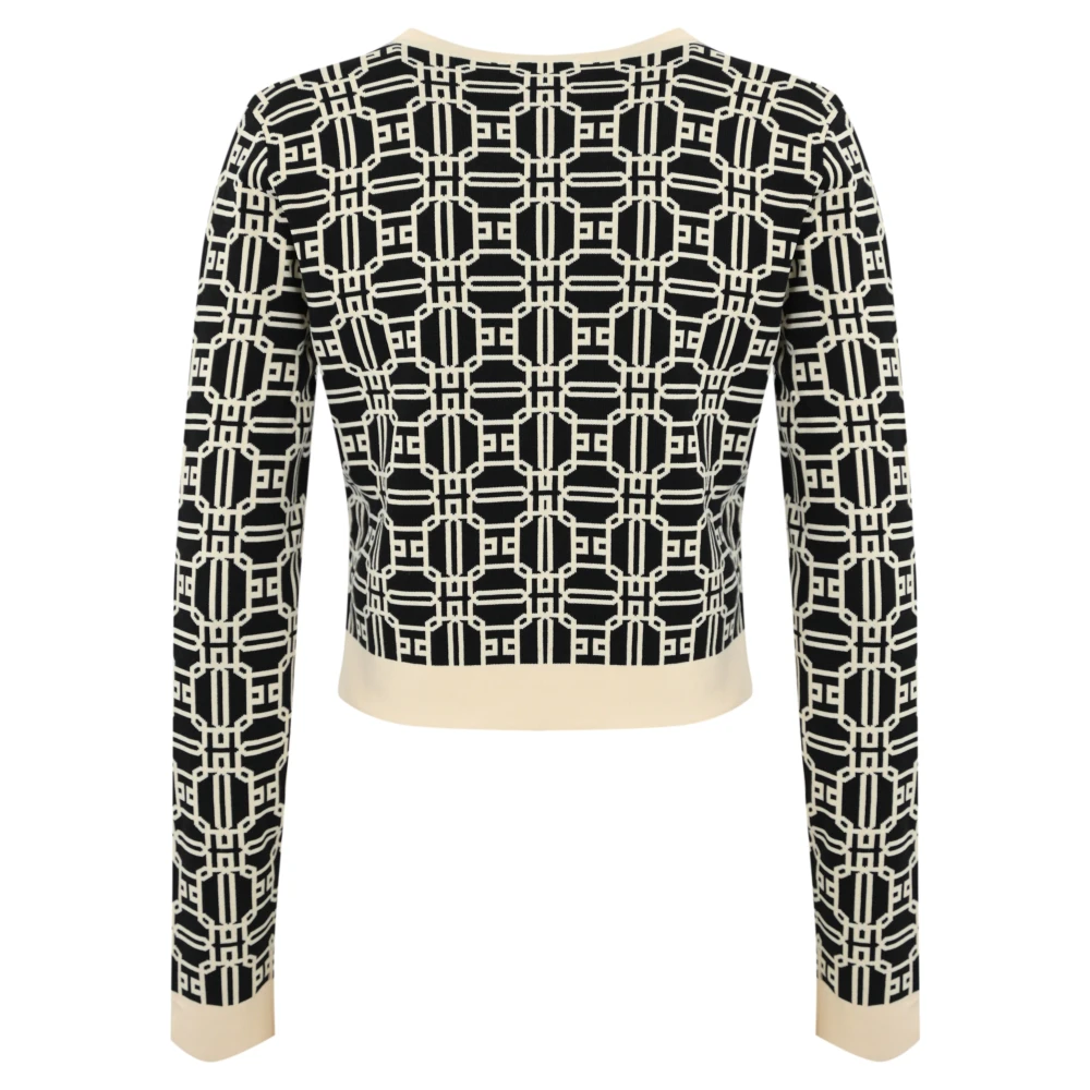 Elisabetta Franchi Geknipte Cardigan in Viscose Zwart Multicolor Dames