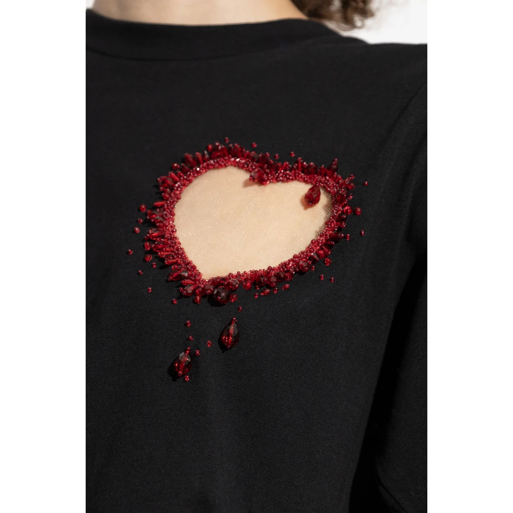 Dsquared2 T-shirt met applicatie Black Dames