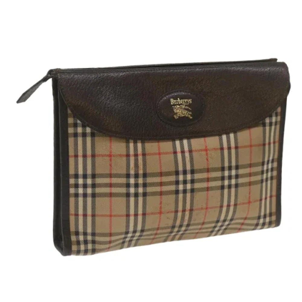 Burberry Vintage Pre-owned Canvas clutches Beige Dames