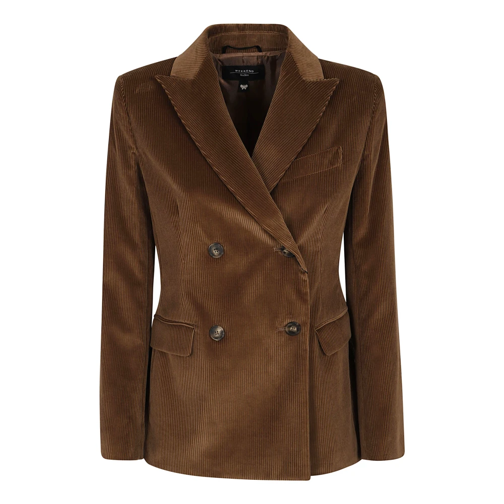 Max Mara Weekend Gestreepte Fluweel Blazer Brown Dames