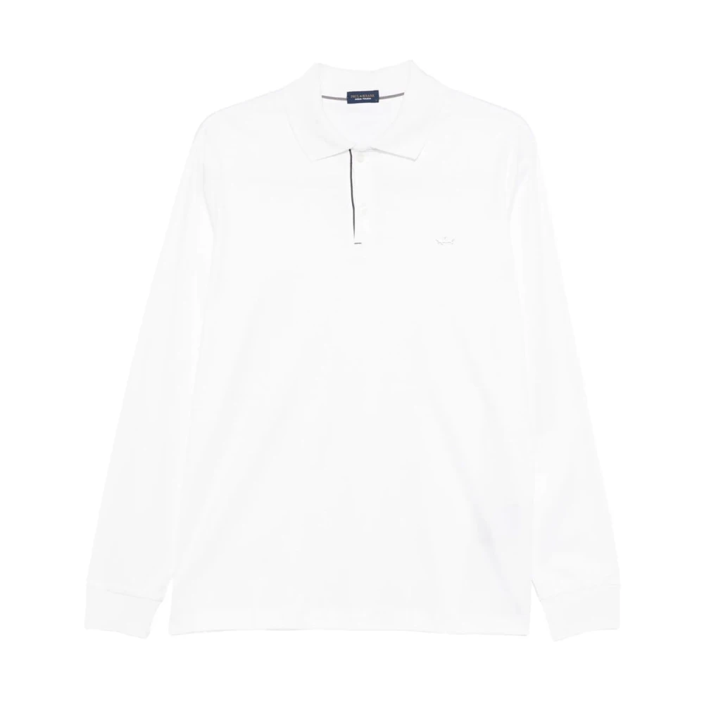 Paul & Shark White Polo Shirts, Male, 2XL, Cotton Polo Shirt For Men
