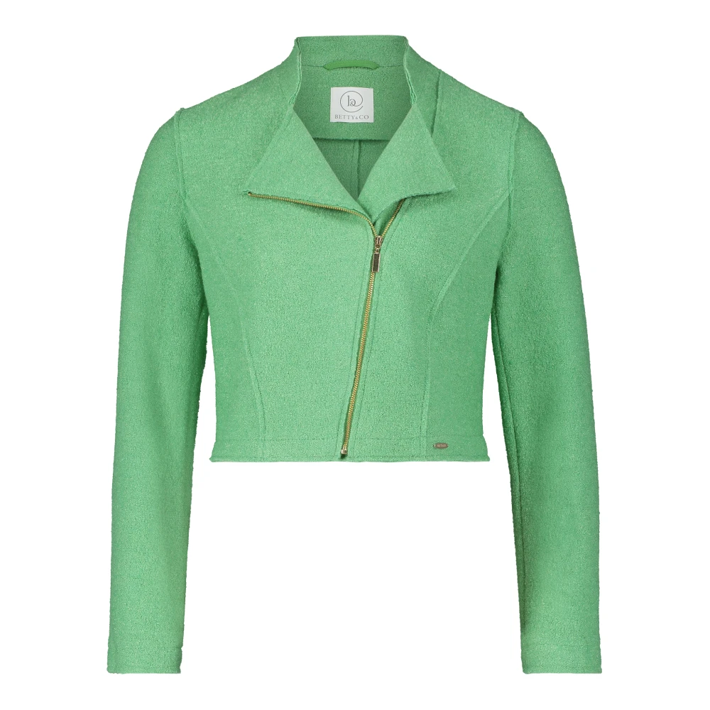Betty & Co Chique Bikerjack met Opstaande Kraag Green Dames