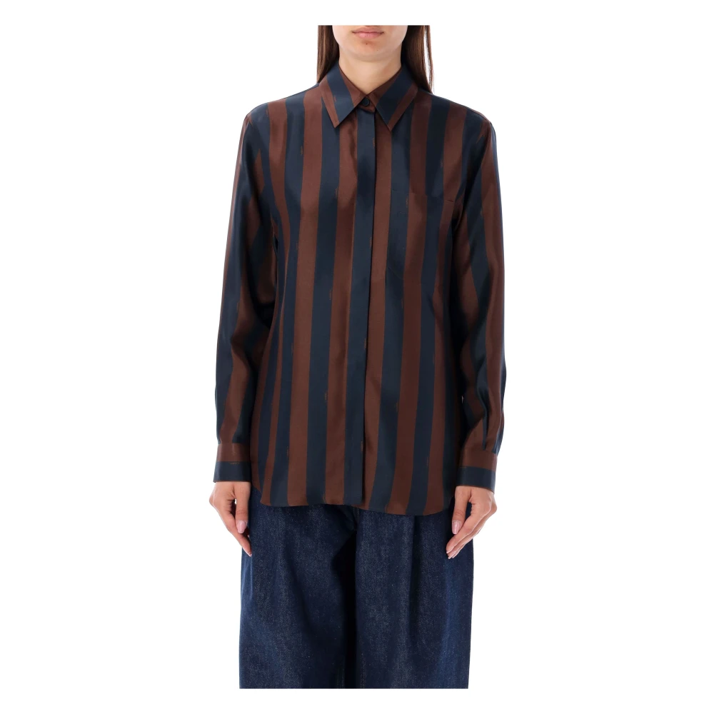 Fendi Gestreepte Jacquard Knoopshirt Multicolor Dames