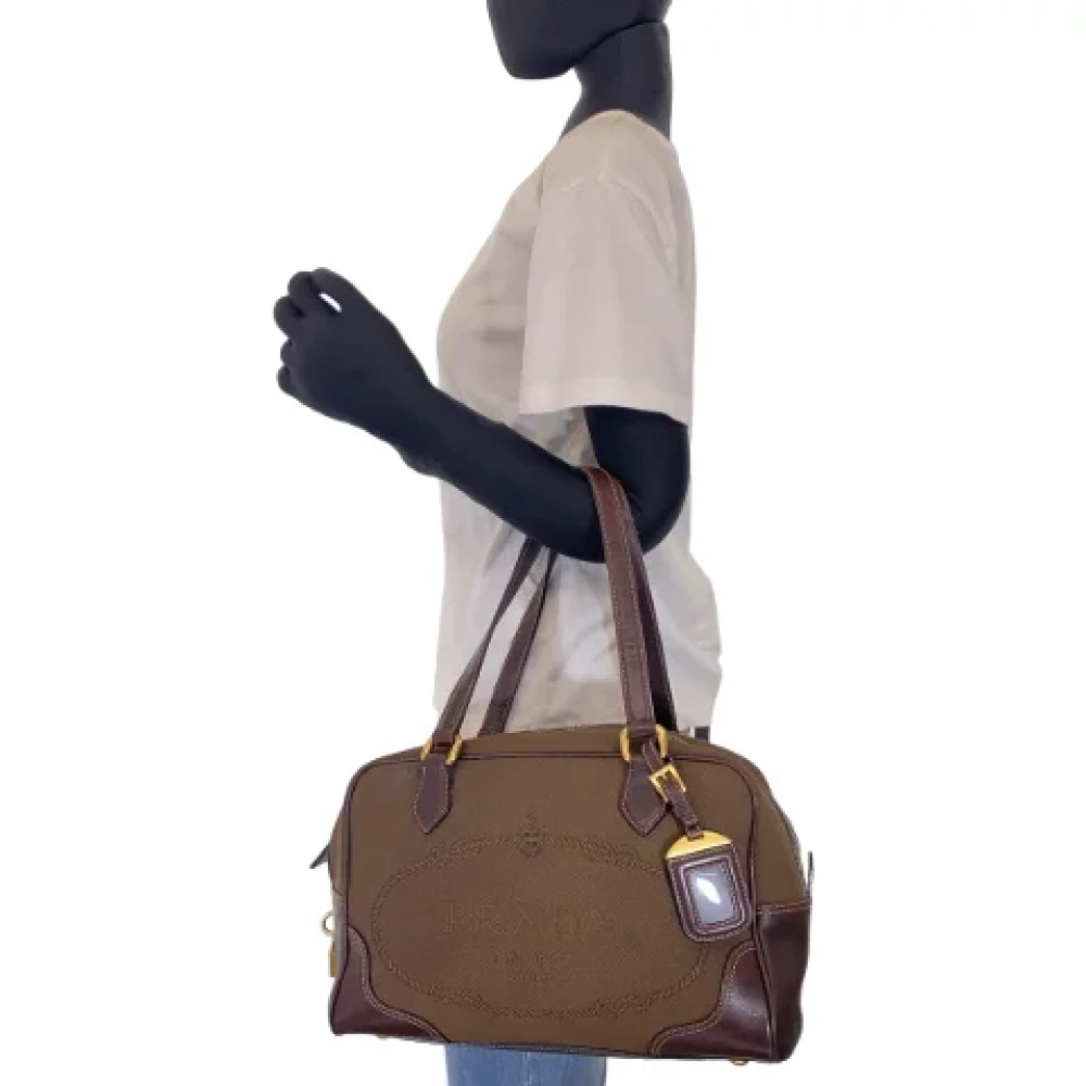Prada Vintage Pre-owned Canvas prada-bags Brown Dames