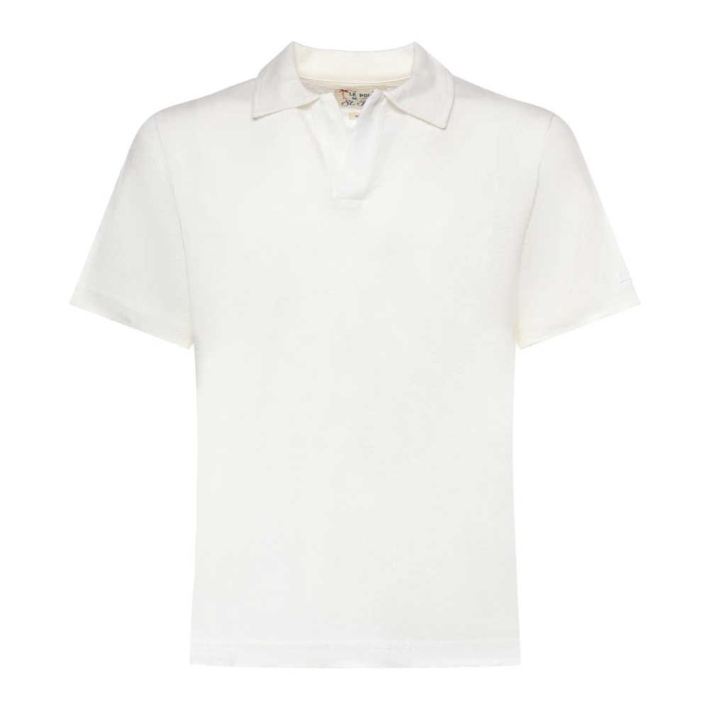 Mc2 Saint Barth White Polo Shirts, Male, L, Jersey Linen Polo