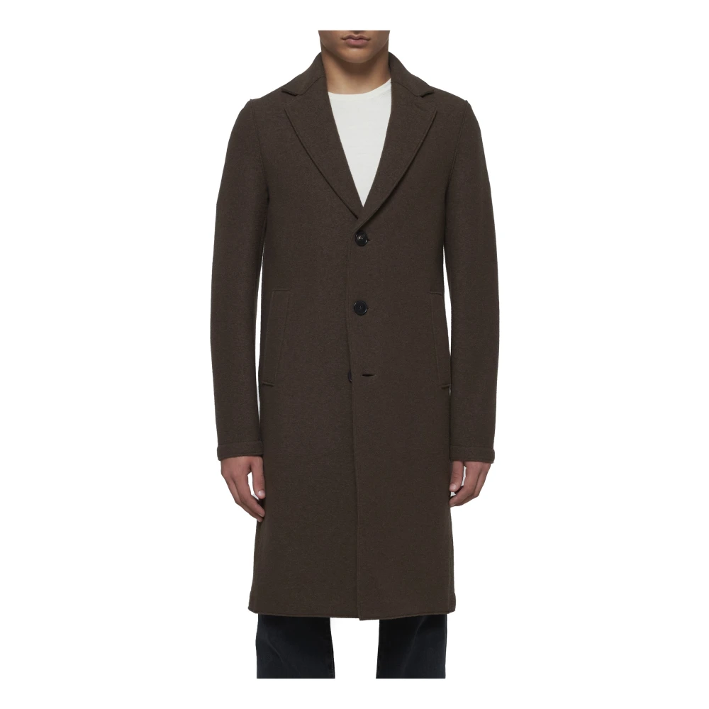 Harris Wharf London Teddy Brown Virgin Wool Single-Breasted Coat Brown Heren