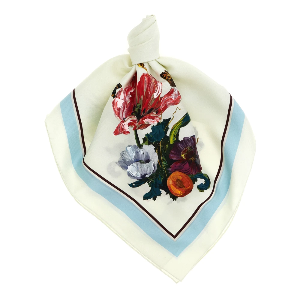 Maison Margiela Women's White Silk Scarves, One Size, Four Stitches Scarf