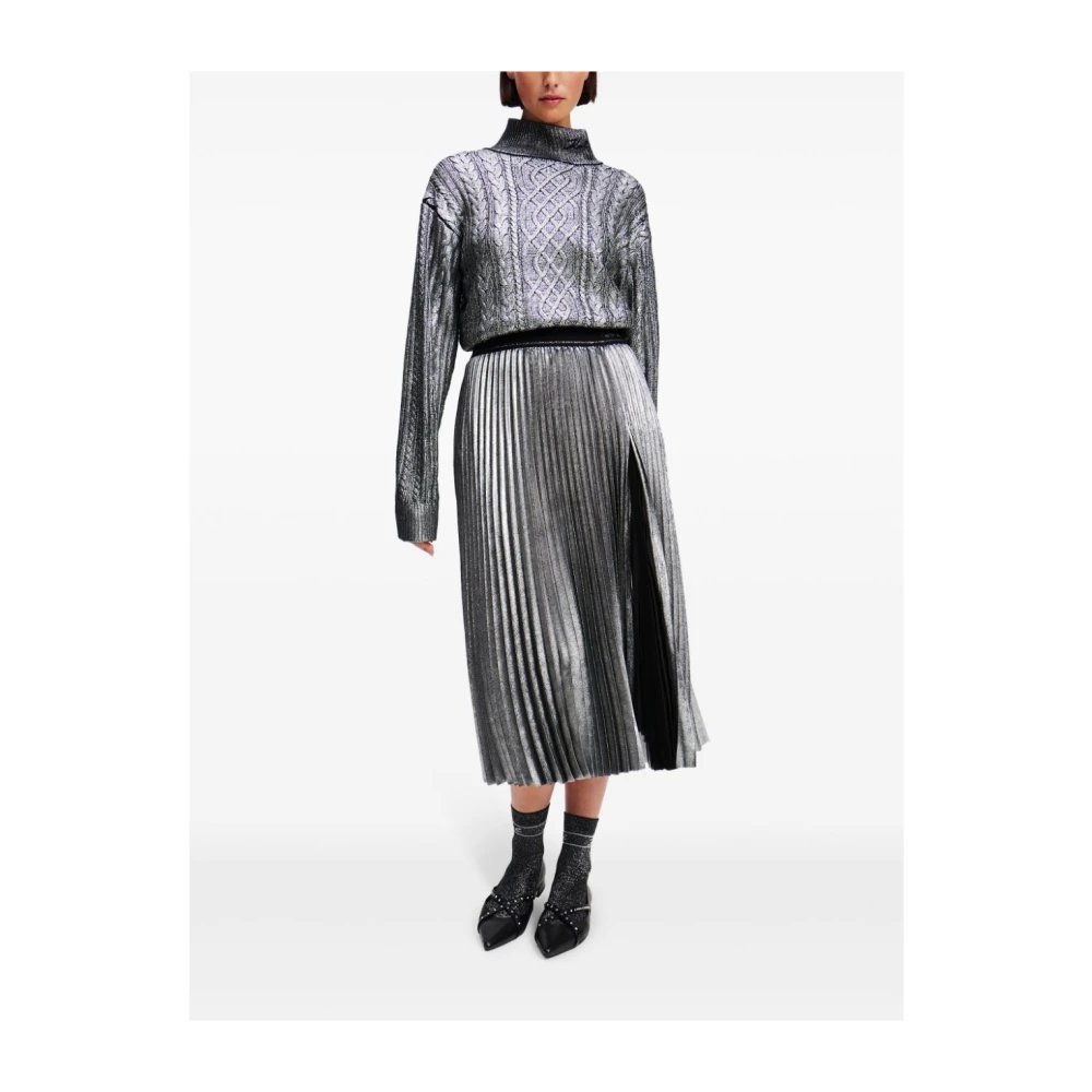 Karl Lagerfeld Zilveren Geplisseerde ROK Gray Dames