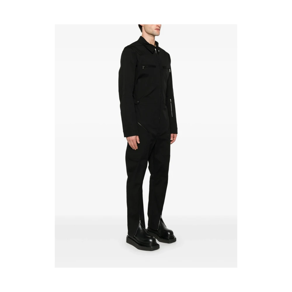 Rick Owens Zwarte Jumpsuit met ritssluiting en zakken Black Heren