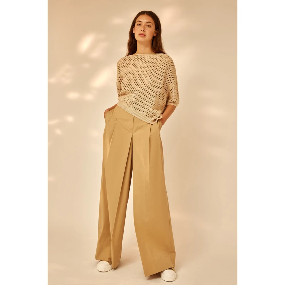 Semicouture Wide Trousers Brown Dames