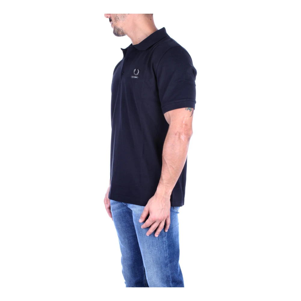 Fred Perry Zwart Polo T-shirt met elastische mouwen Black Heren