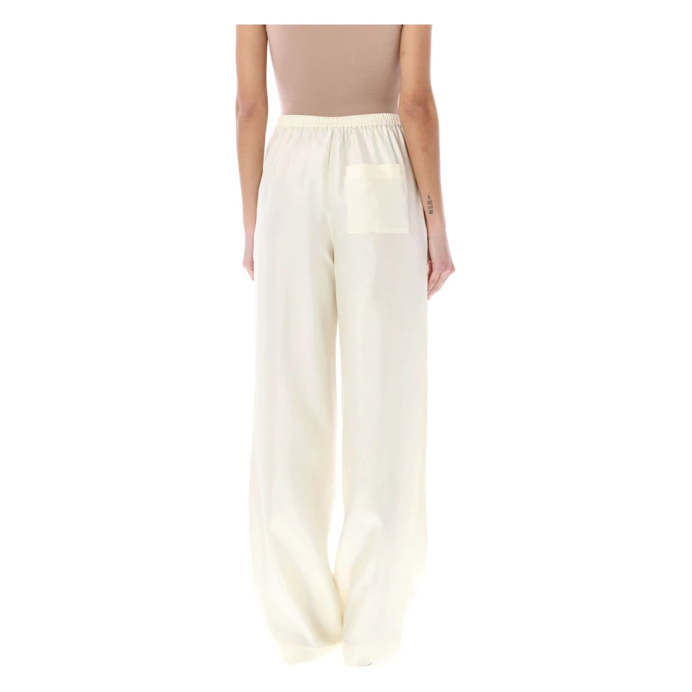 Loulou Studio Zijden Wijde Broek Soft Vanilla Beige Dames