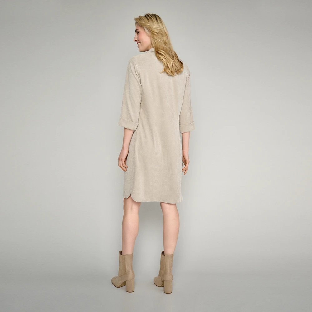 Marie Méro Beige Velours Polo Kraag Jurk Beige Dames